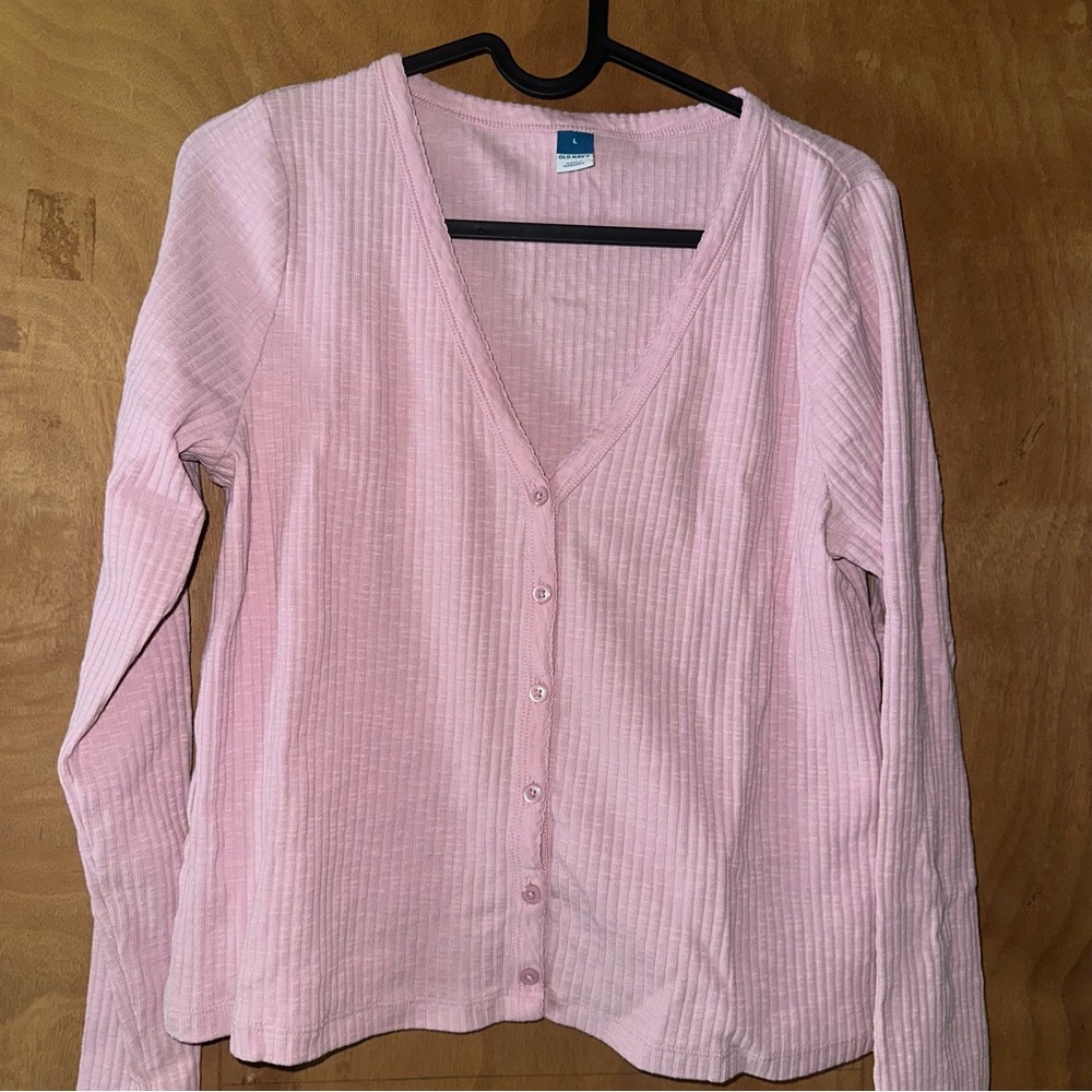 Old Navy Pink Long Sleeve Ribbed Tee